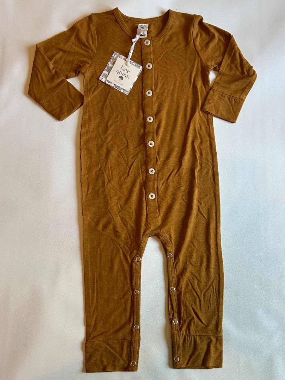 NWT Kate Quinn 18-24M Coffee Spice Modal Button Jumpsuit Fall Pajamas